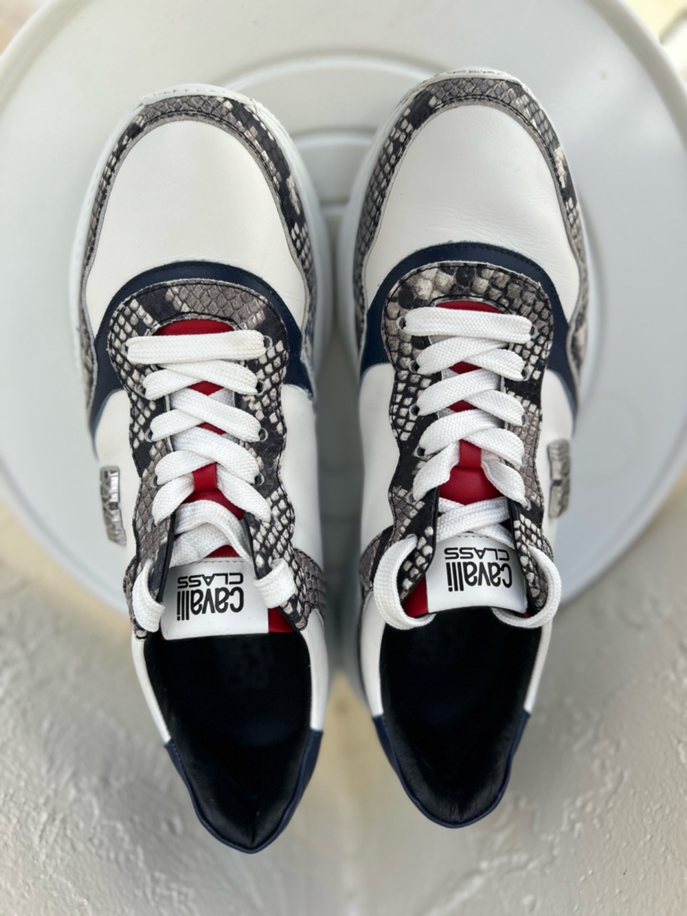 Cavalli Class Men's Exotic Leather Low Top Sneakers by Roberto Cavalli Size 10
